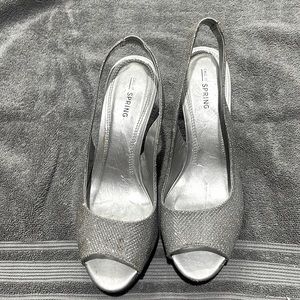 Sparkly silver heels